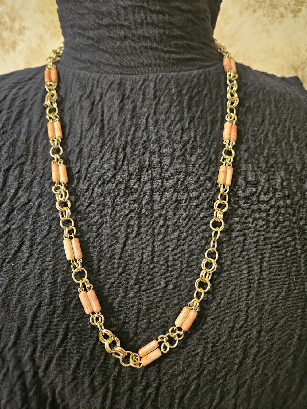 Vintage Gold-Tone Beaded Chain Necklace